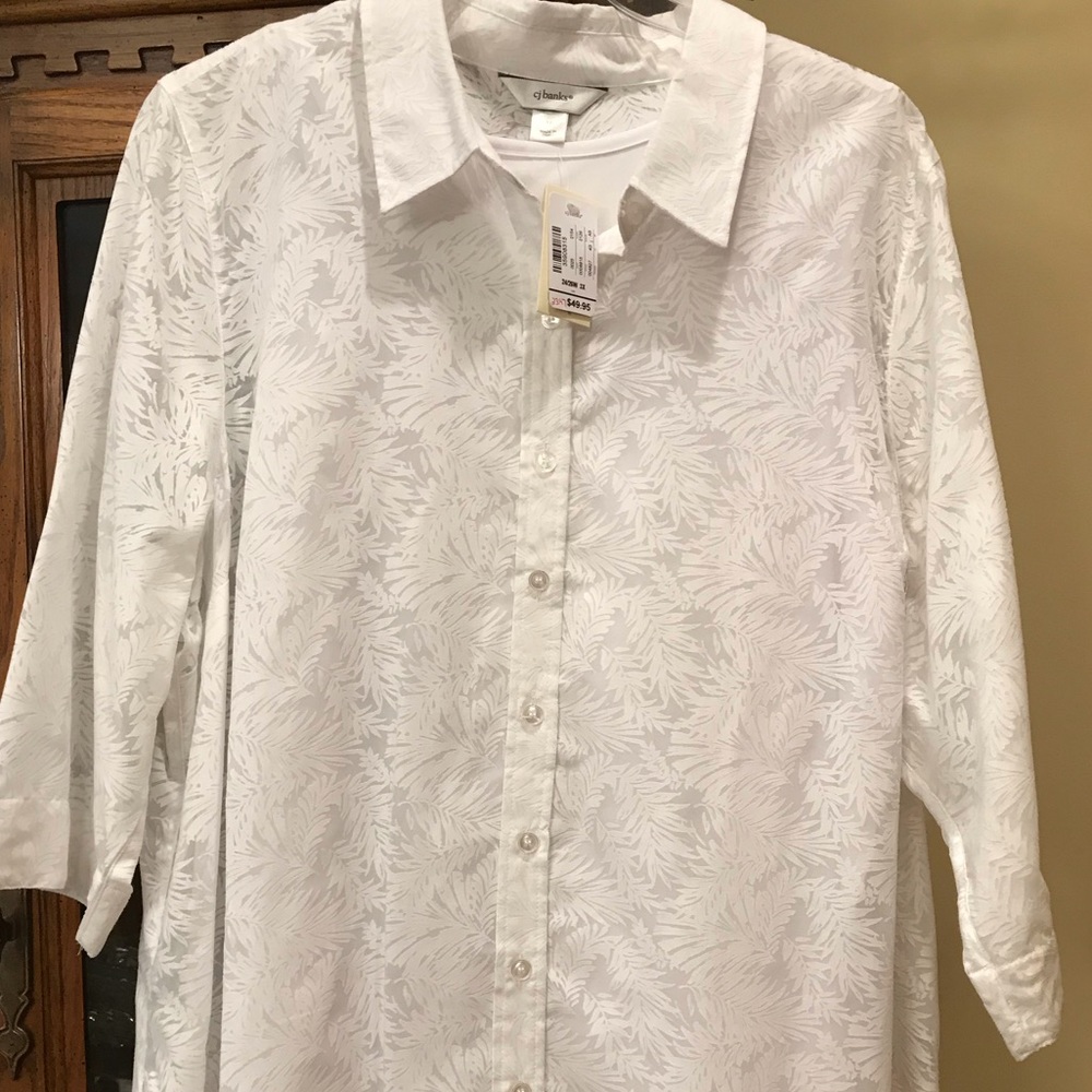 CJ Banks 2 piece top- button up & tank - 3X